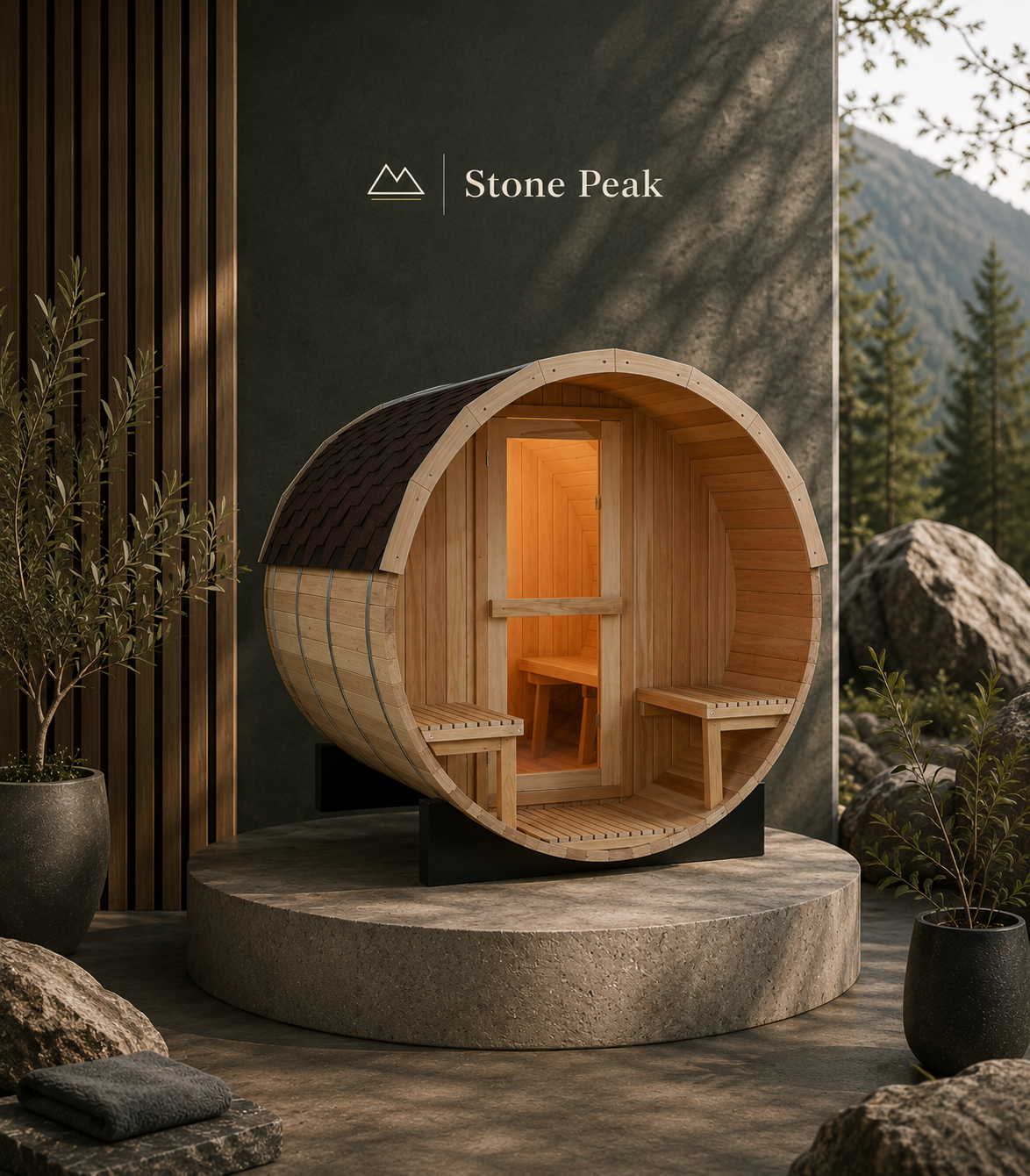 Stone Peak™ Scandinavian Barrel Sauna