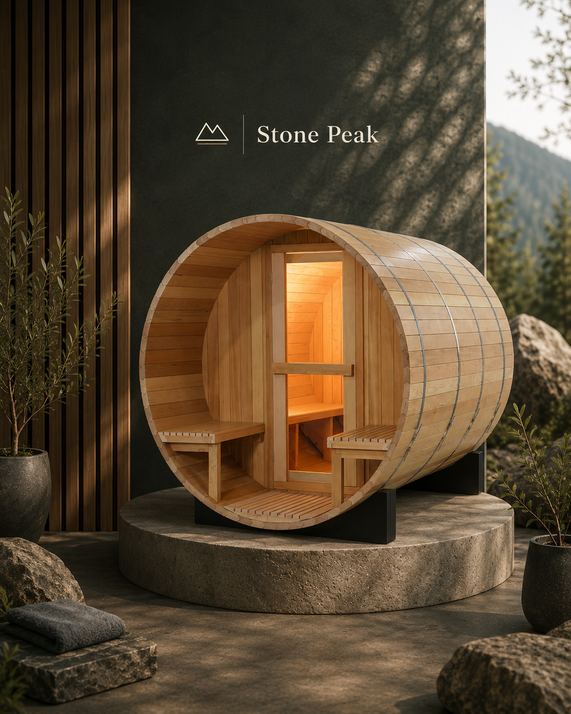 Stone Peak™ Scandinavian Naked Barrel Sauna