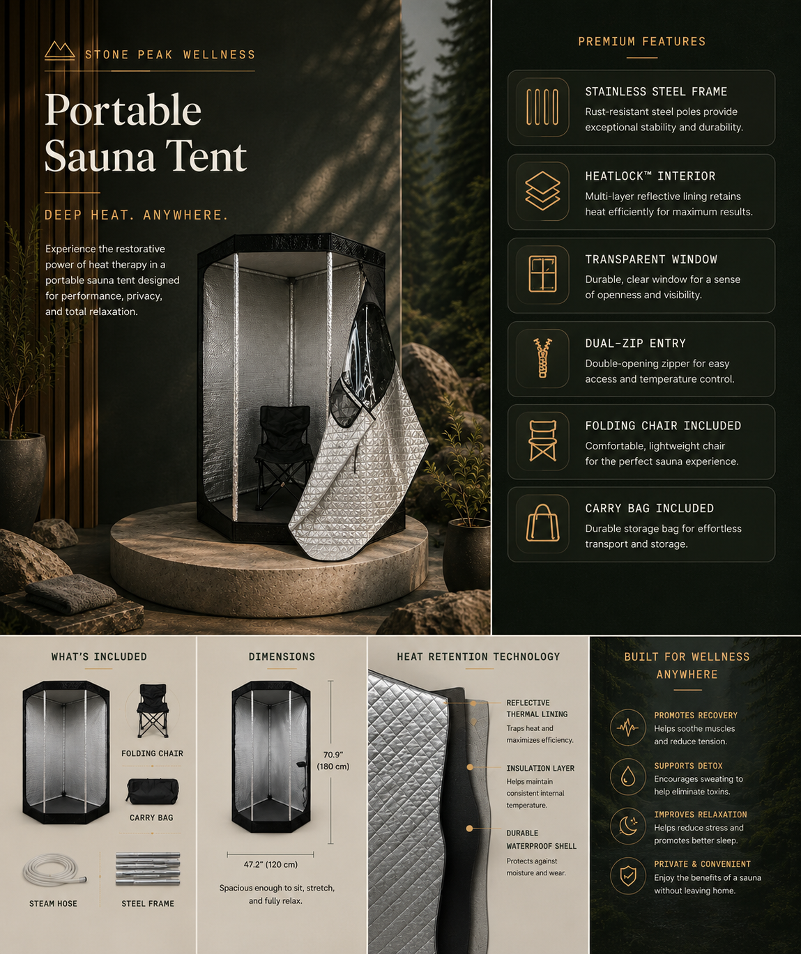 Stone Peak™ Portable Sauna Tent